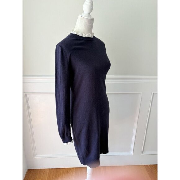 Boden Beatrice Sweater Dress Ruffle Neck Collar Navy Blue 6 - Picture 5 of 7